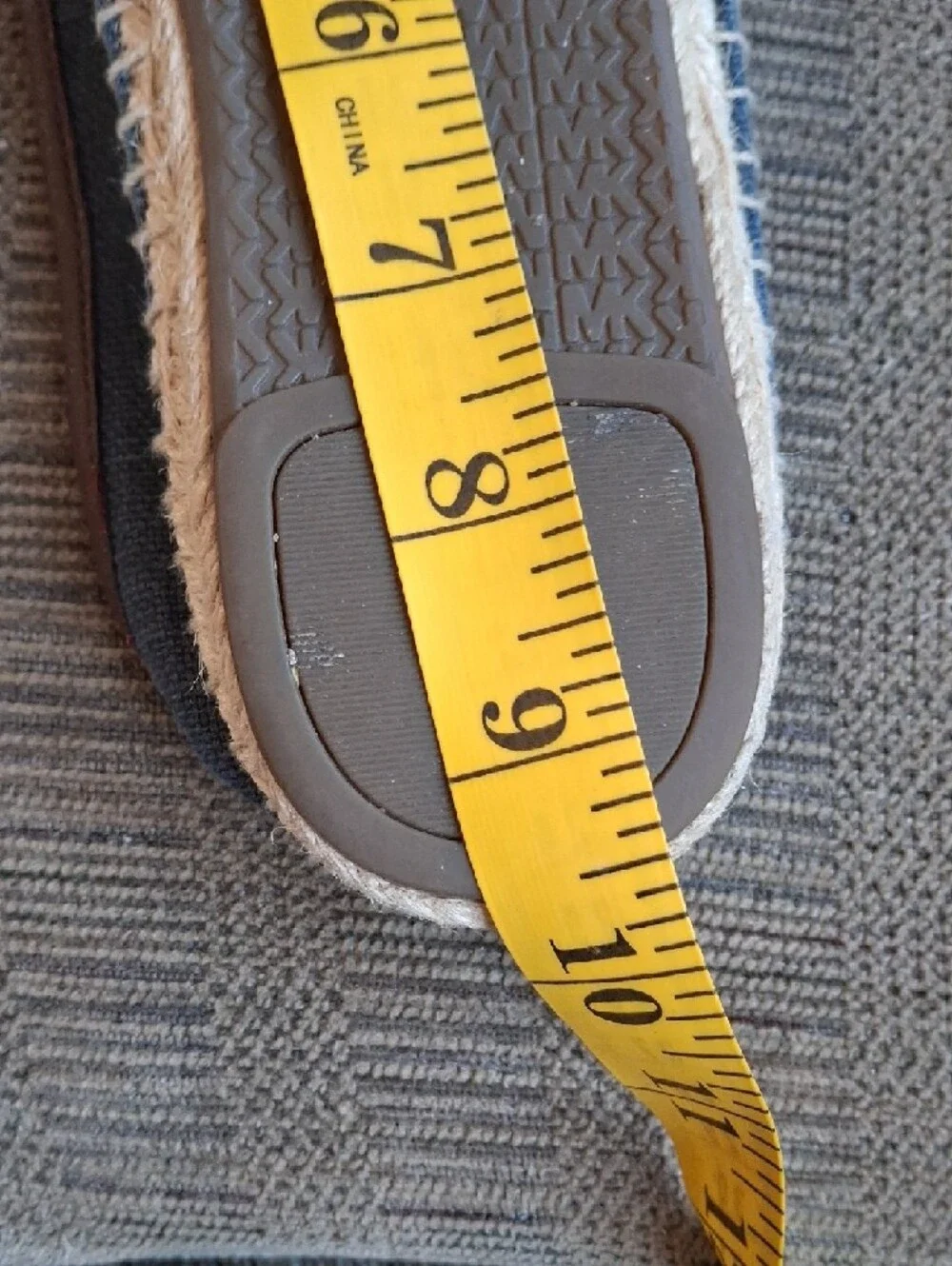 Michael Kors Navy Canvas Espadrille Flats with Brown Trim